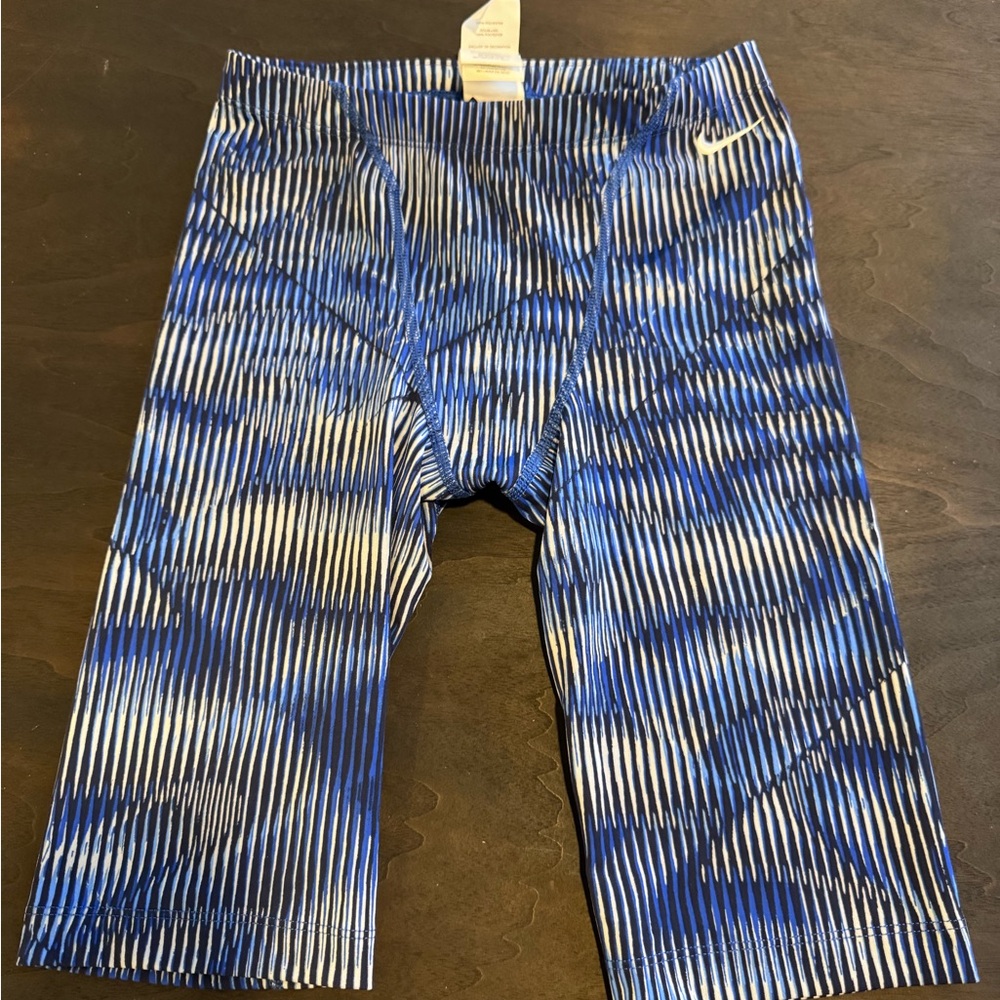 Nike Blue and White Men's Swim Trunks